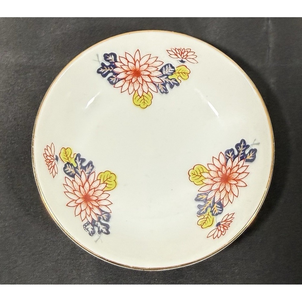 Mizuko Decorative Bowl 3.75" White Hand Painted Floral Vintage Ceramic